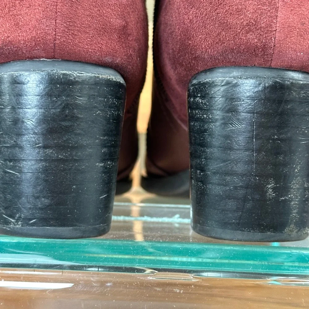 Aetrex Rebecca AH409W Burgundy Leather Suede Ankle Boots Arch Support US 8.5